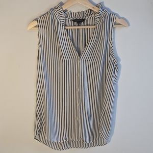 Black & White Pin Stripe Sleeveless Blouse